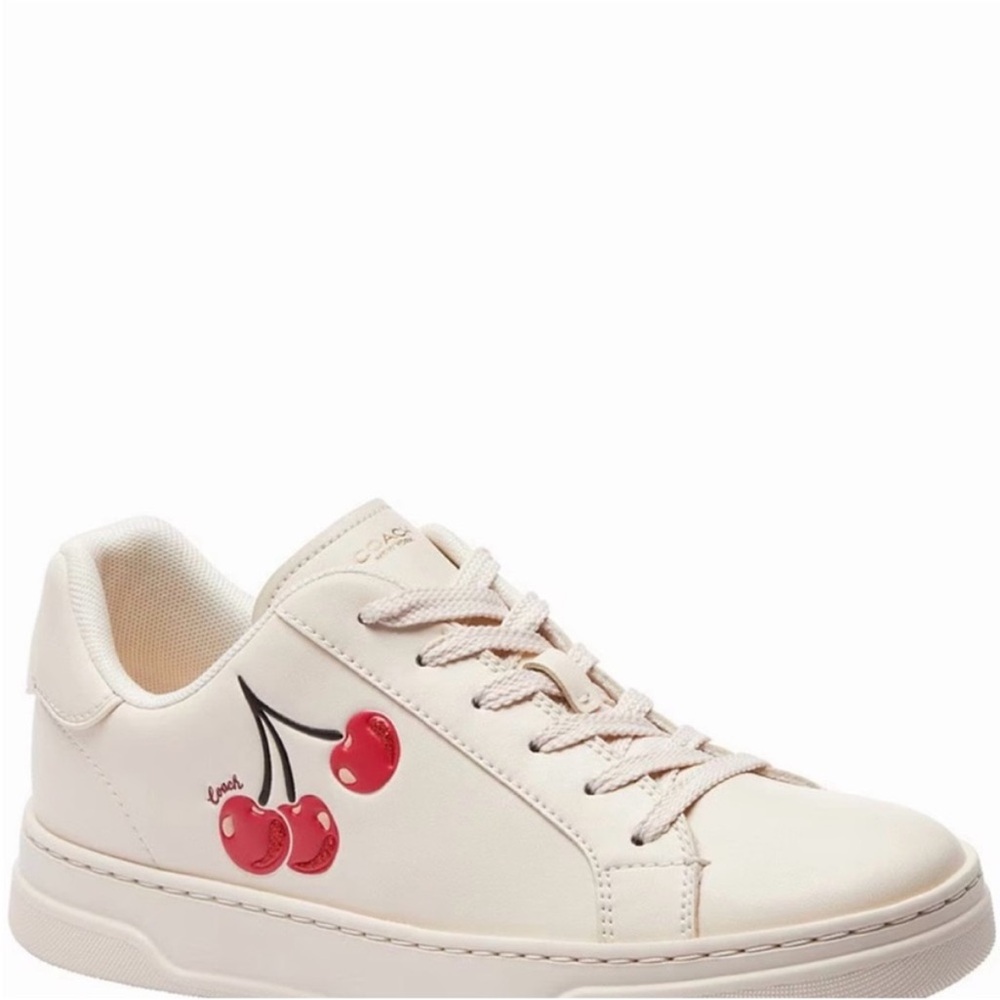 Coach Cream and Red Sneakers with Cherry Accent